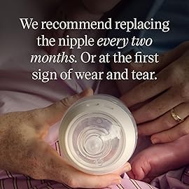 Tommee Tippee Natural Start Baby Bottle Nipples, Breast-Like for A Natural Latch, Anti-Colic Valve, Soft Silicone, Fast Flow, 6+ Months, Pack of 4