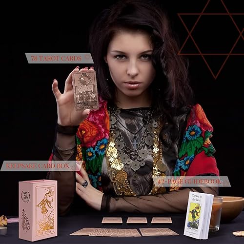 Miniatura 9 de Tarjetas de tarot con libro guía impermeable y resistente a las arrugas, lámina dorada de tarot, cartas de tarot para principiantes, cartas de tarot