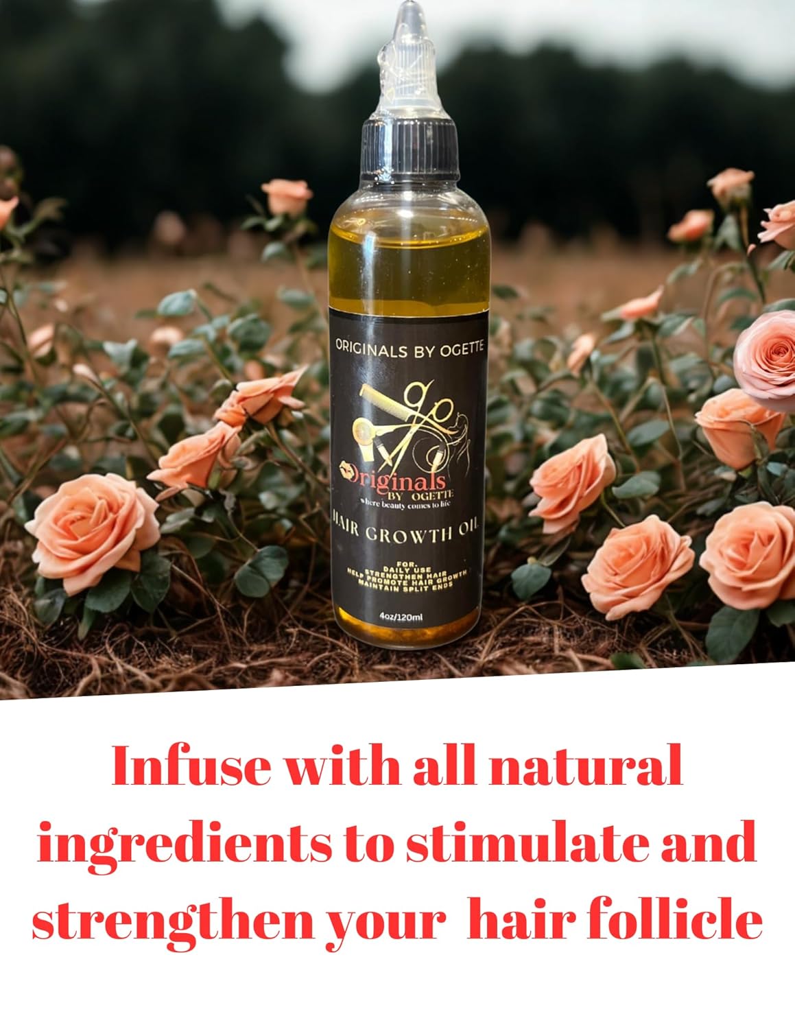 Originals by Ogette Hair Growth Oil - Herbs Scent, Clear, Unisex - All Ages, Promotes Hair Growth, Damaged, Dry Hair