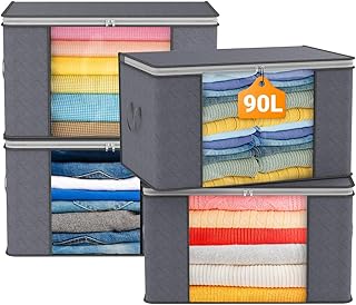 KALAHOL 90L Large Capacity Clothes Storage Bags with Zips, F