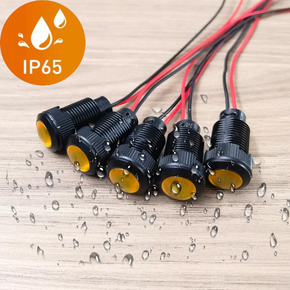 Gebildet 5pcs LED in plastica Indicatore luminoso 220V Dimensione foro di montaggio 12mm(Arancione)