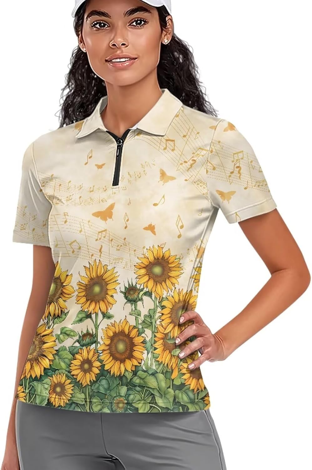 Women's Golf Shirt Short Sleeve Comfortable Tennis Shirt Quarter Zip Golf Pullover Golf Polo Shirts Fit