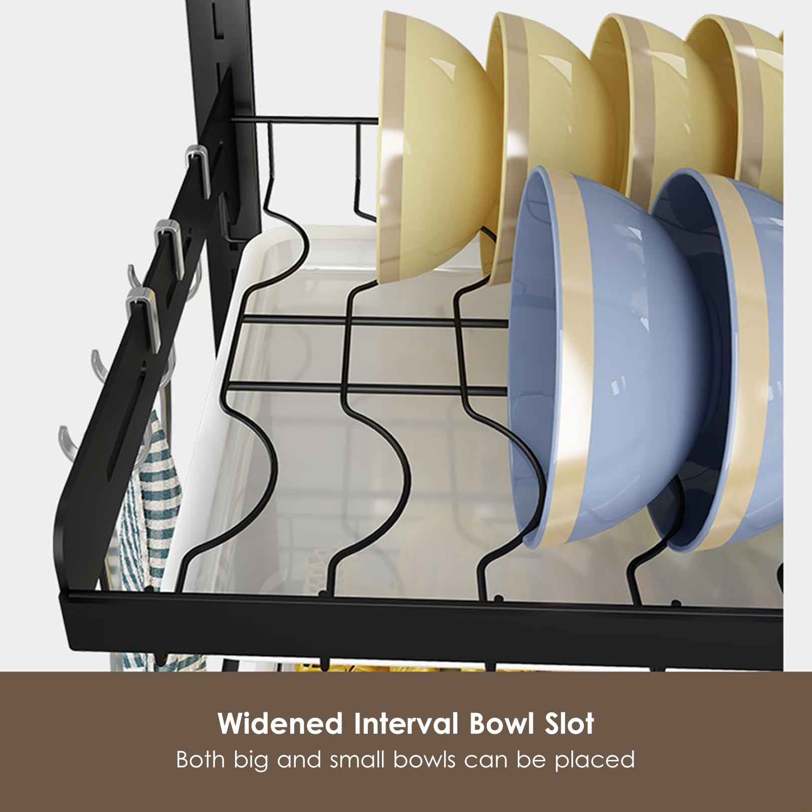 Rack per Asfalto， Scolapiatti con portautensili, scolapiatti con vaschetta raccogligocce, for Piano Cucina o lavello(3)