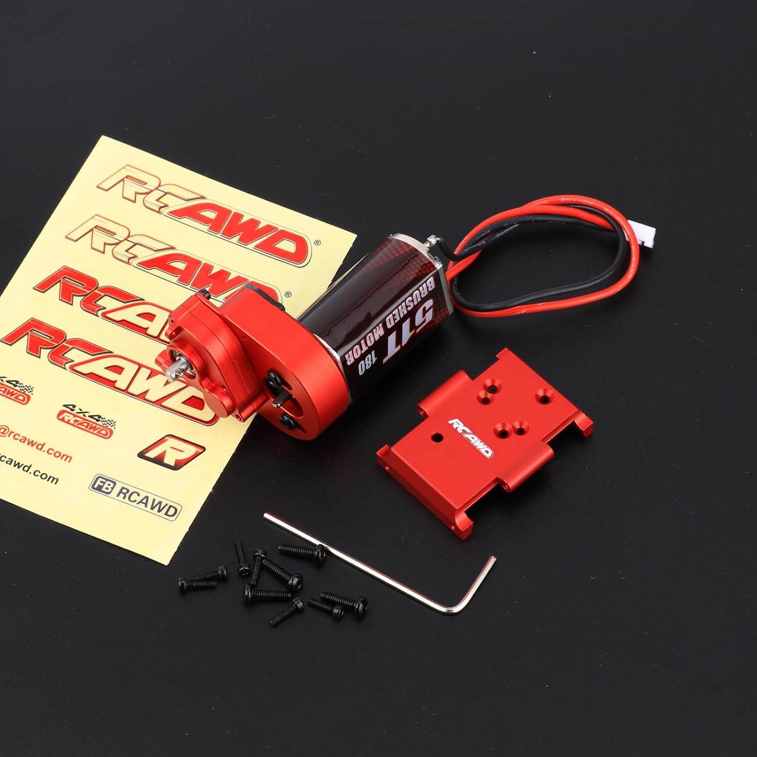 RCAWD 160% More Power Motor 180 51T CR18P Transmission Gearbox Set for Hobbyplus 1/18 CR18P EVO Rock Van Trail Hunter Series Upgrades Part Red