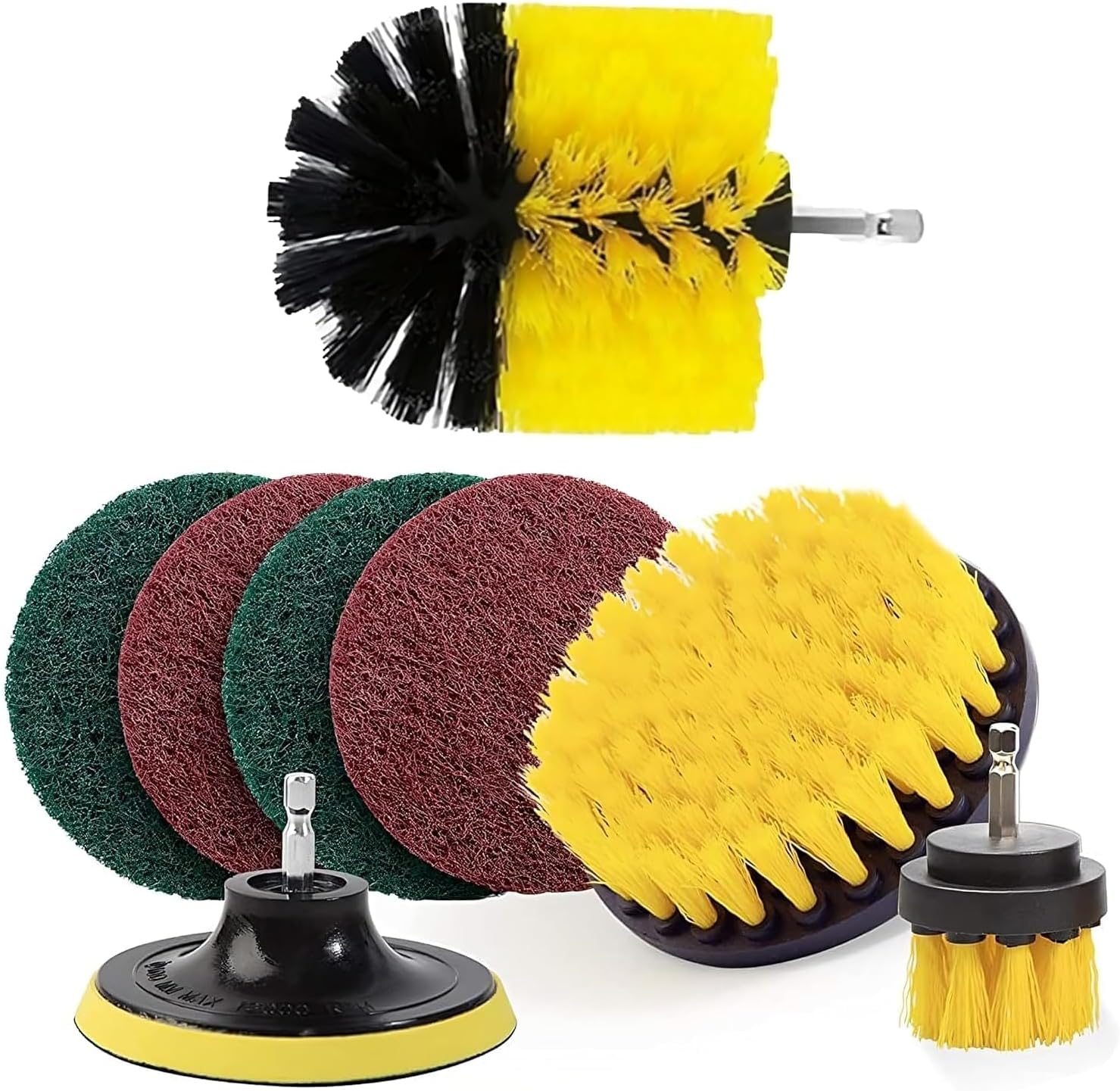 Power Drill Scrubber Brush Set 8PCS, Drill Attachment Set, Scrubber Brush Scrub Pads for Bathroom Surfaces, Floor, Tub, Shower, Grout, Tile