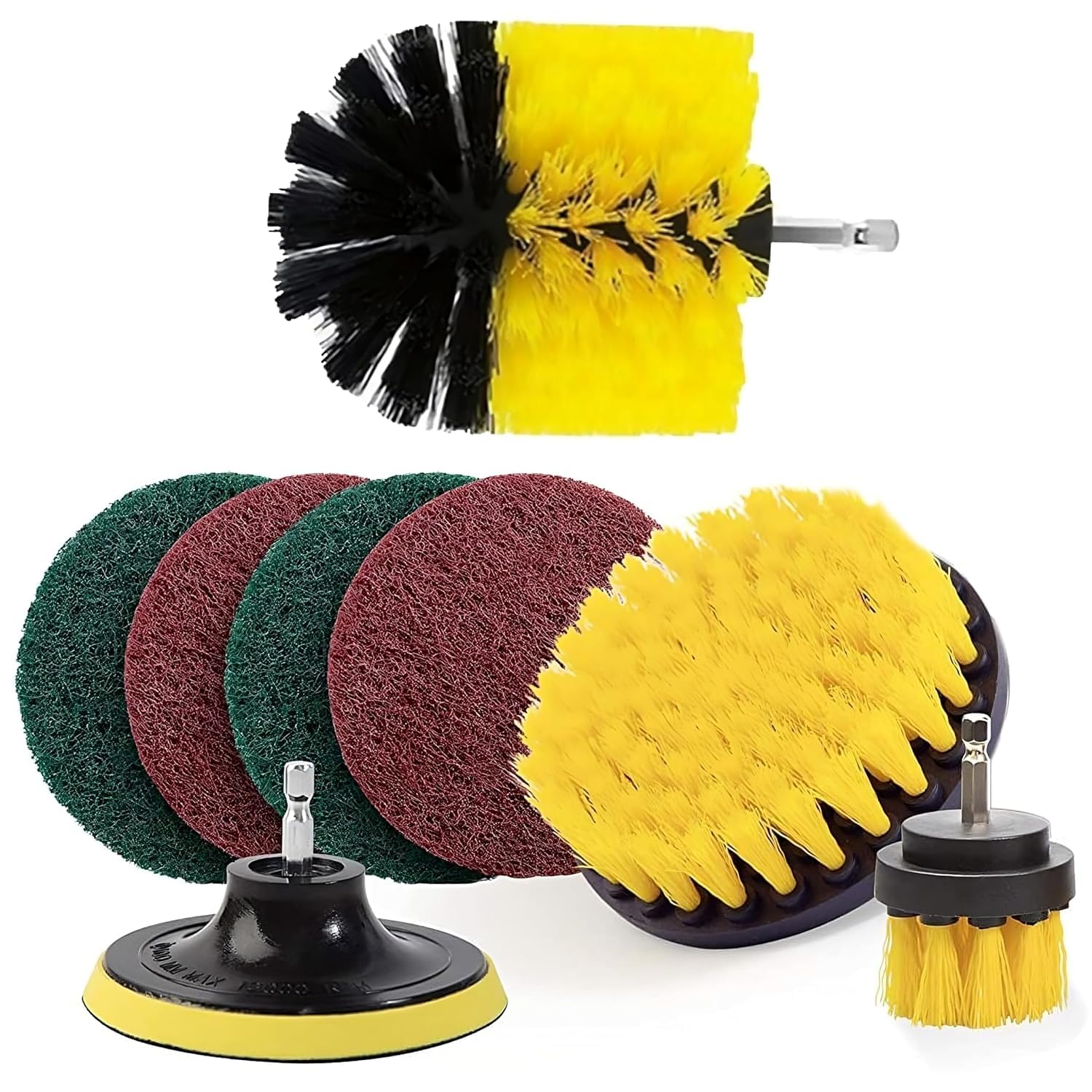 8 Pcs Power Drill Scrubber Brush Cleaning Kit | All-Purpose Drill Brush Attachments with Scrub Pads | Bathroom, Kitchen, Tile, Grout, Tub, Floor, Shower, Pool & Car Cleaning-image-35