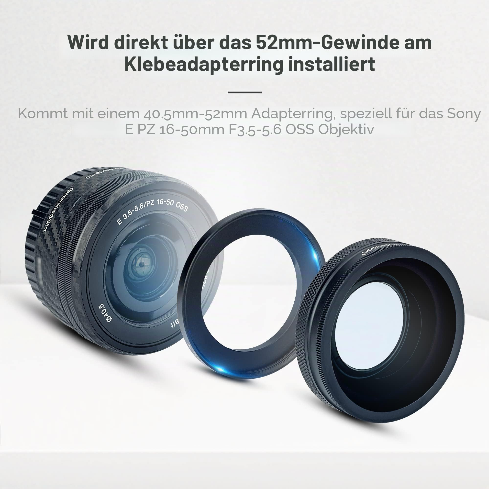 PROfezzion Weitwinkelobjektiv Weitwinkel Objektiv für Sony ZV-1F ZV-1 ZVE10 | für Sony ZV1 ZV1F RX100 VII VI V ZV-E10 ZVE10 A6400 A6300 A6100 A6000 & Canon Powershot G7X Mark III, Mark II Kamera