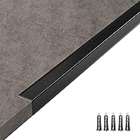 Jiekayi Aluminum Metal Corner Guards - 35.5" L-Shaped Wall Edge Protectors for Doors, Windows, Furniture, Fireplaces (5 Pack, Black)