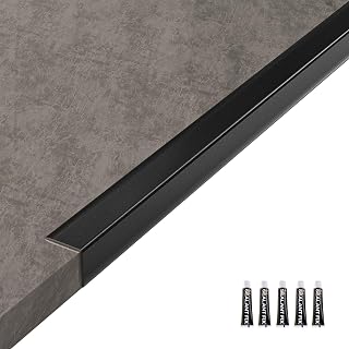 Jiekayi Aluminum Metal Corner Guards - 35.5" L-Shaped Wall Edge Protectors for Doors, Windows, Furniture, Fireplaces (5 Pack, Black)