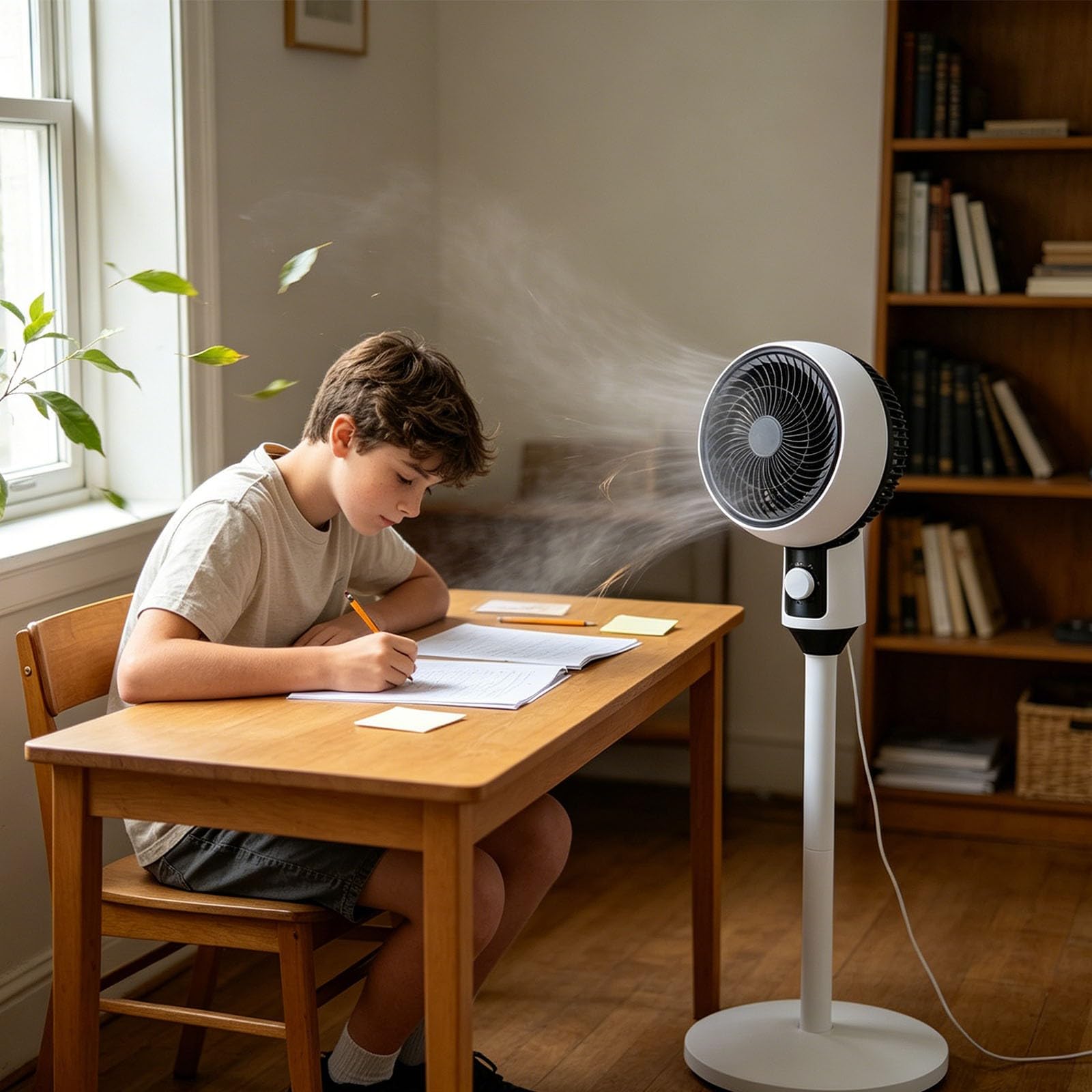 Ventilatore USB portatile in piedi regolabile in altezza circolazione dell'aria silenziosa per casa, camera da letto, scrivania, spazio di lavoro con testa oscillante, impostazioni di velocità