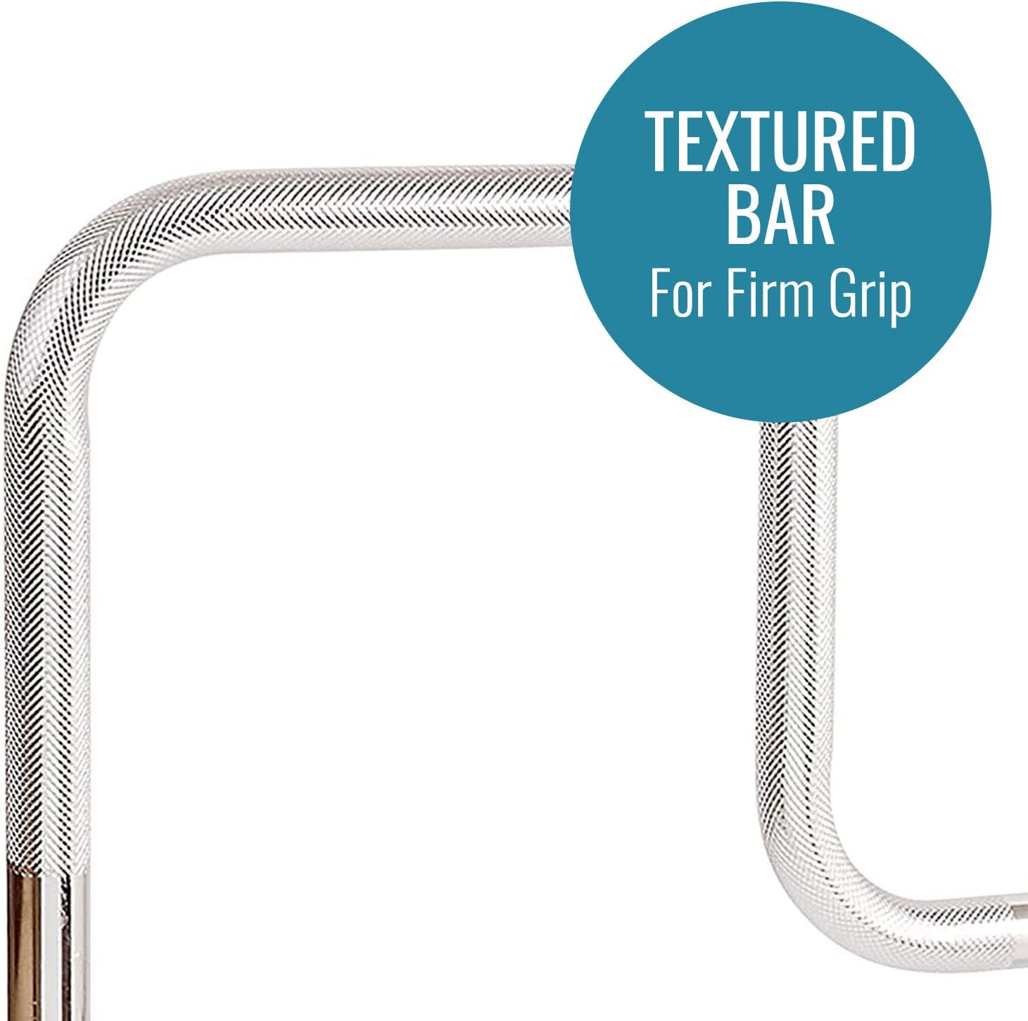DMI Chrome Plated Adjustable Grab Bars for Bathtub and Showers for Seniors, Rust-Resistant Safety Rail with Textured Non-Slip Handle, 250 lb Capacity, Brackets Fit 3.3" - 5.8” Tub Walls
