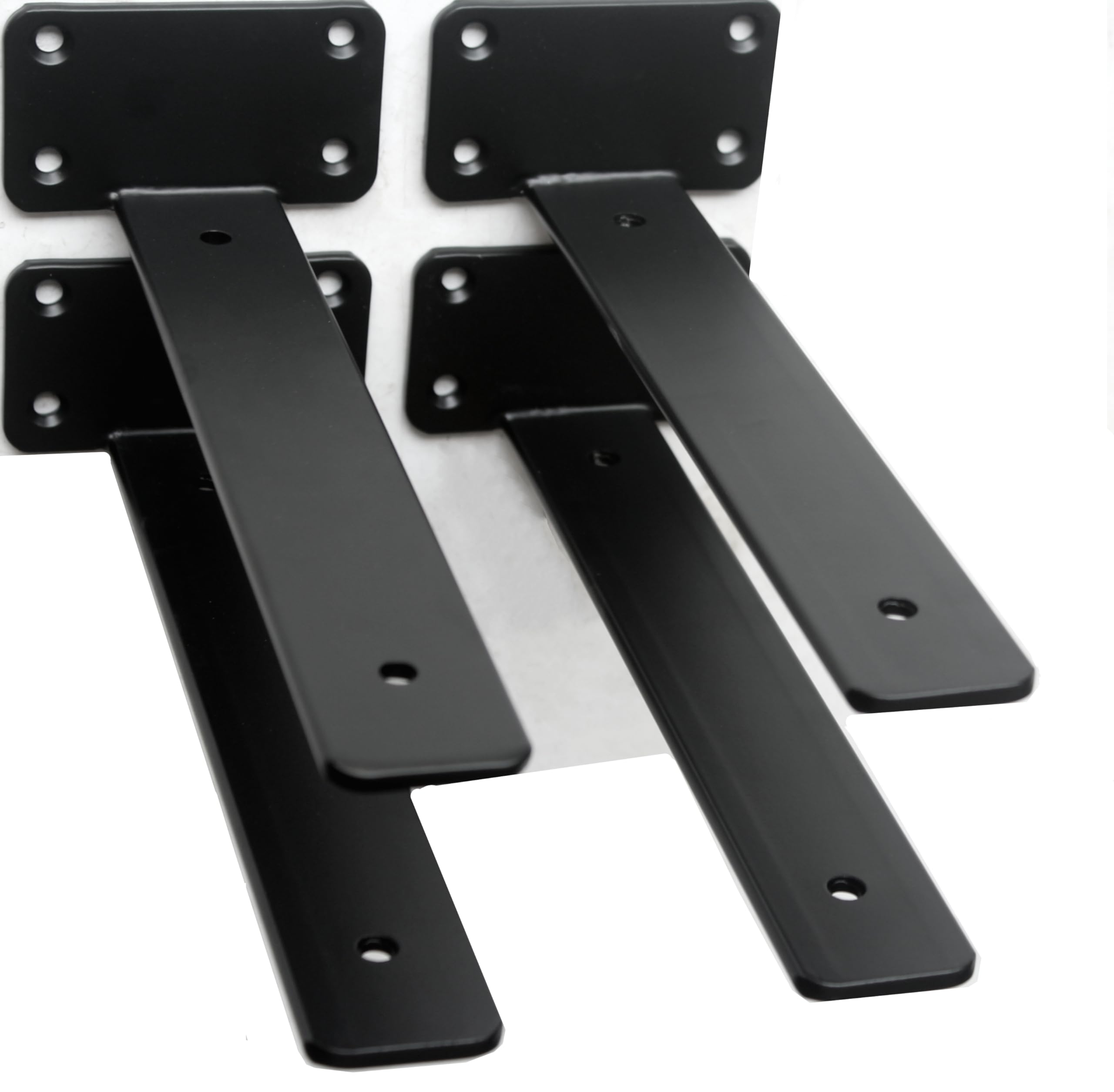4 Pack - 9 inch Black Hidden L Shelf Bracket (1/5 Inch Thicked) Iron Floating Shelf Brackets Rustic Industrial Metal Brackets for Shelf Support