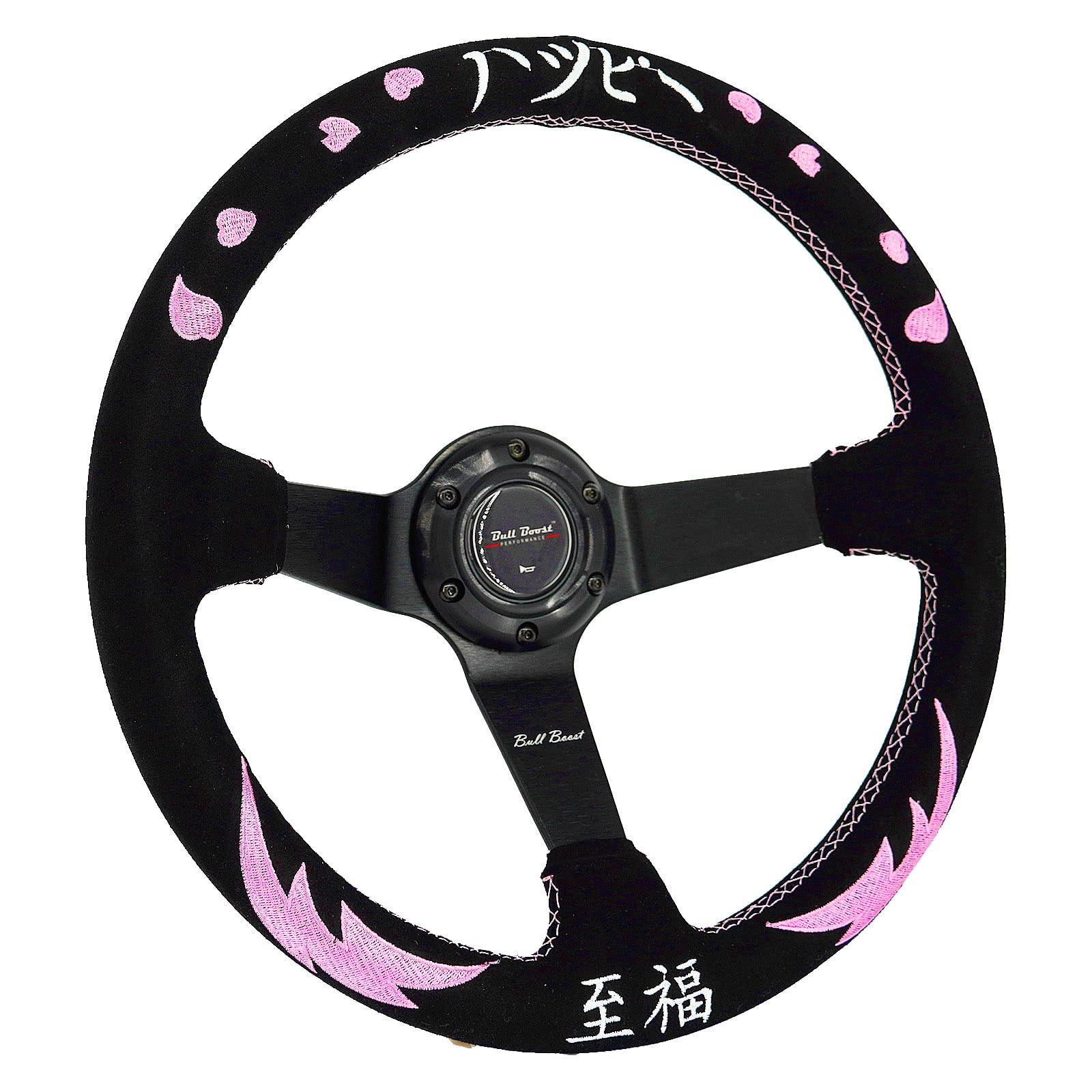 Performance Heart Bliss kierownica 350 mm głębokie naczynie 6 śrub do kierownicy JDM Sport Racing Alcantara róg przycisk w zestawie