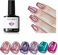 modelones Conjunto De Esmaltes Em Gel Olho Gato, 6 Cores Coloridas, Champanhe, Rosa Choque, Azul-Lago, Uva, Roxo, Dourado, Marrom, Glitter Vítreo 9D Com Ímã, Para Todas As Estações, Led Imersão, Pre