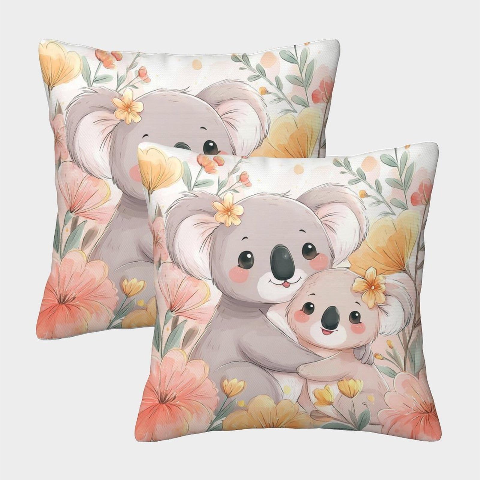 QFVANSIYO 3D Printed Cute Koala Pillowcase Microfiber Bedroom Decor Koala Pillow Cover Soft Breathable for Home Bedding 118 40x40cm