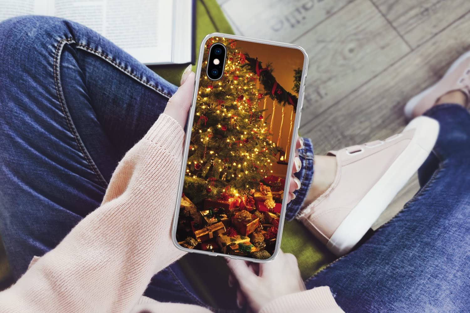 MuchoWow Funda para iPhone XS MAX - Navidad - Árbol de Navidad - Adornos de Navidad - Funda de Silicona/Funda Blanda para teléfono móvil