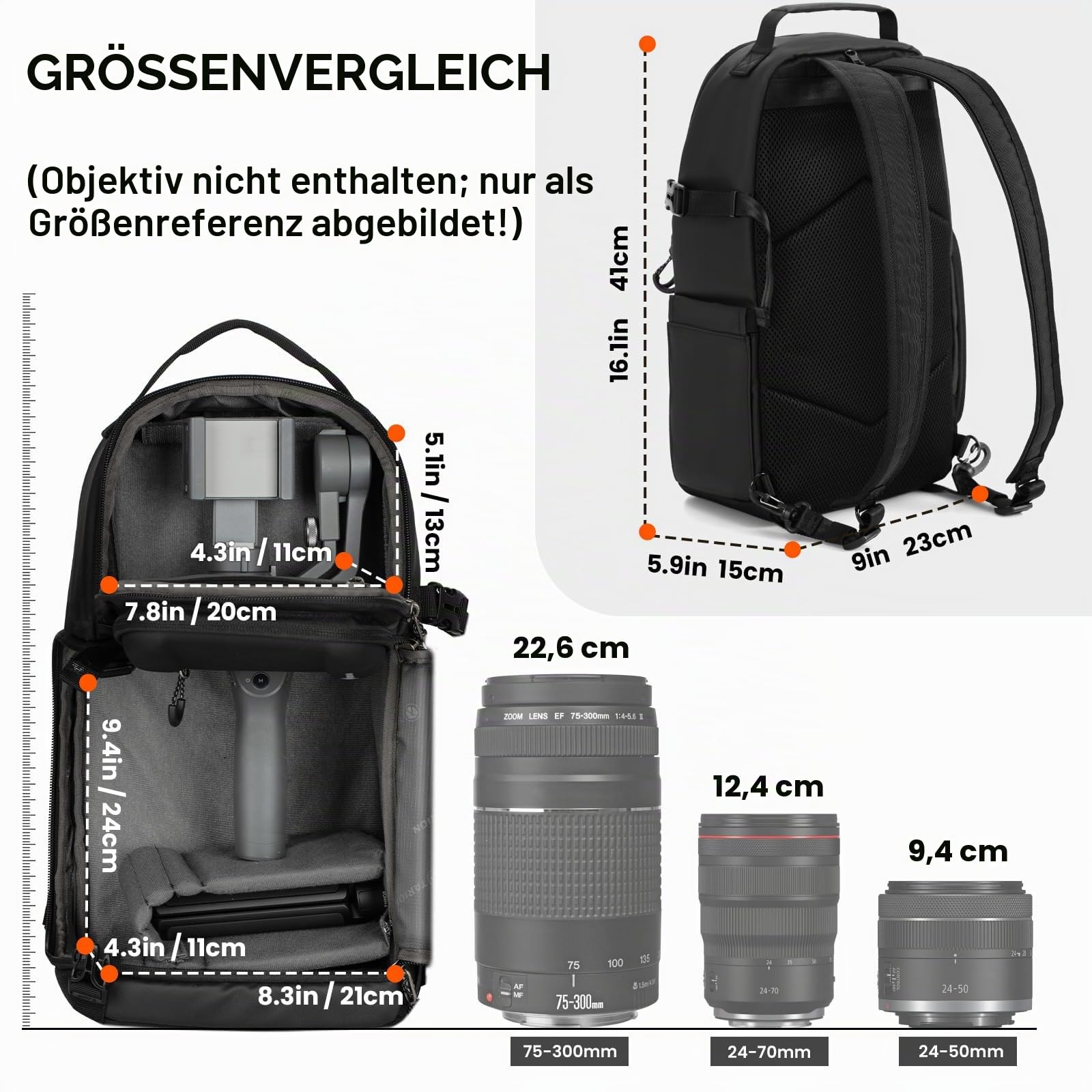 TARION Kameratasche Sling Kamerarucksack Klein: 2-in-1 Fotorucksack Kamera Sling Tasche 9L Fotografie mit Seitlicher Zugang Wasserdicht Regenhülle für DSLR SLR Spiegelreflex Reise TR-S
