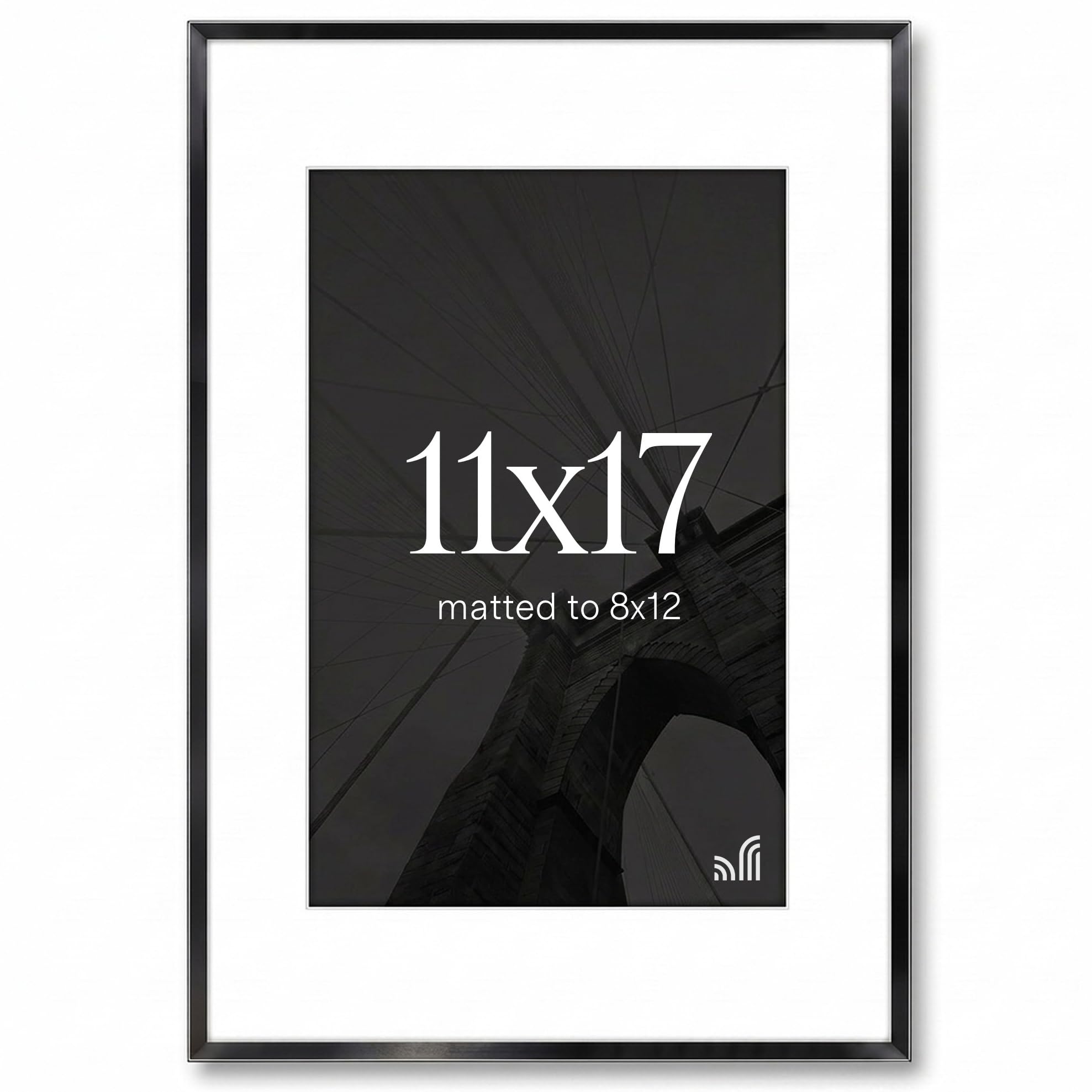 Americanflat 11x17 Picture Frame - Matted to 8x12 - Metal - Black
