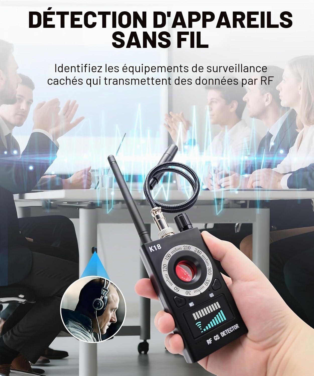Détecteur de caméra cachée sans fil et anti-espion, détecteur RF et GPS pour traceur et localisateur d'insectes