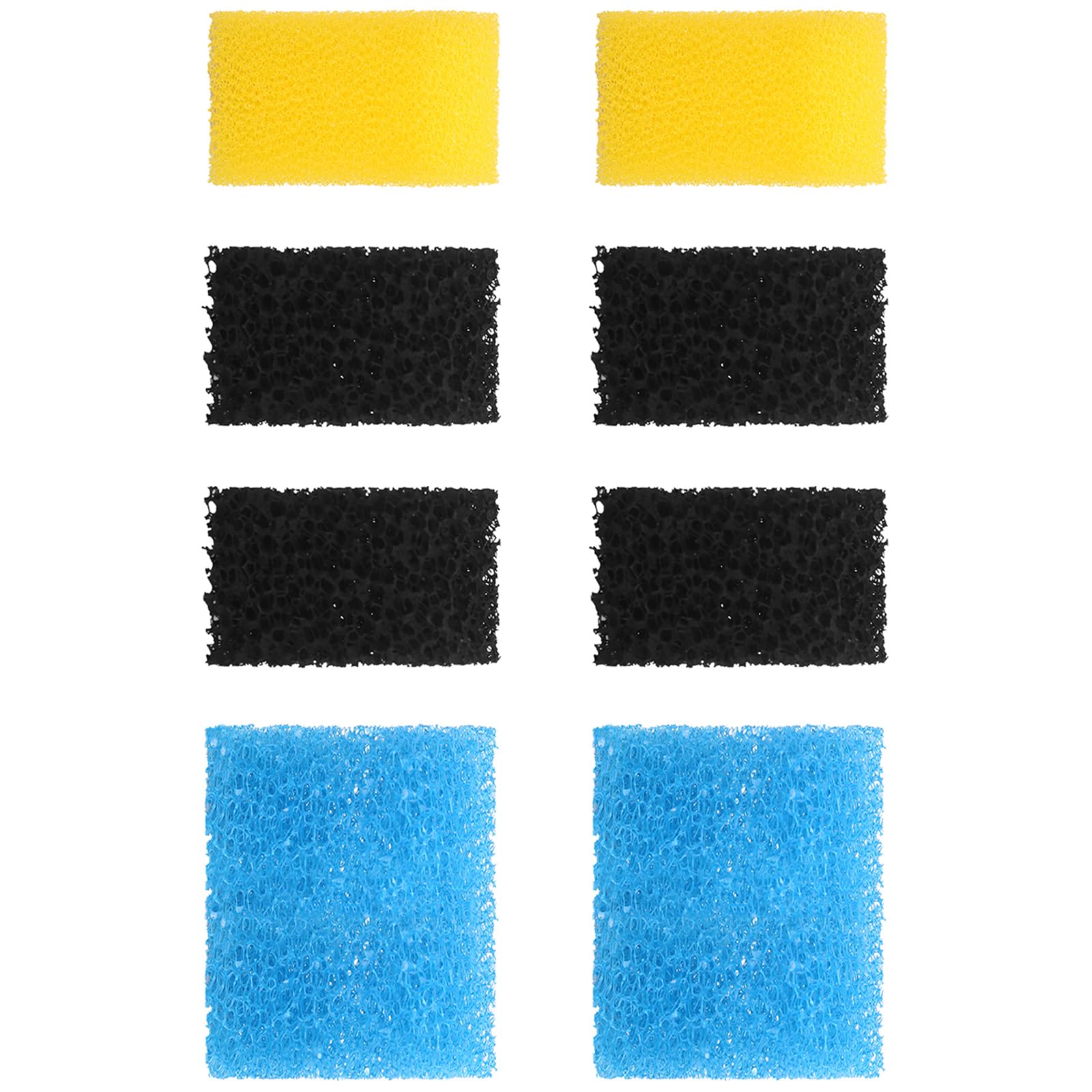 AquaMiracleAquarium Filter Replacement Sponge, Fish Tank Filter Replacement Parts, Including 2 x Coarse Sponge, 2 x Fine Sponge & 4 x Carbonized Sponge, for 10-40 Gallon