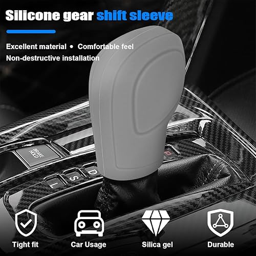 Miniatura 10 de AICEL 2 Pcs Car Gear Shift Knob Cover, Elastic Silicone Car Automatic Shift Protector Cover, Universal Anti-Slip Auto Knob Gear Stick Protector for