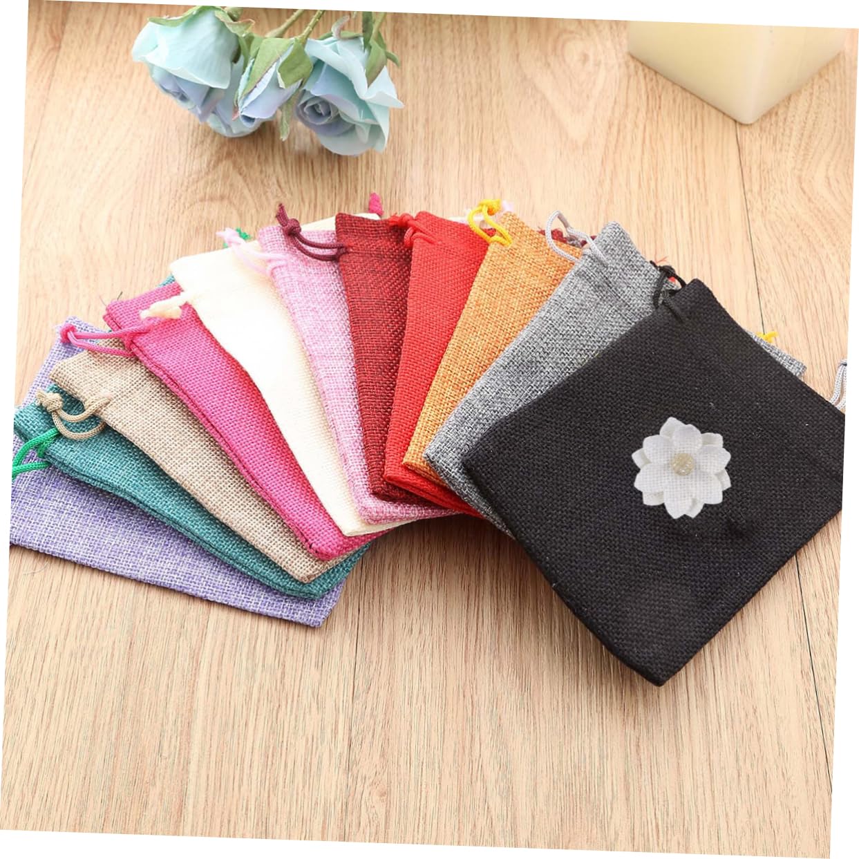 Anneome 30stücke Teiliges Jute-burlap Blüten Rustikale Handgemachte Materialien Für Vintage Hochzeitsdekoration Und Blumenarrangements Weiß