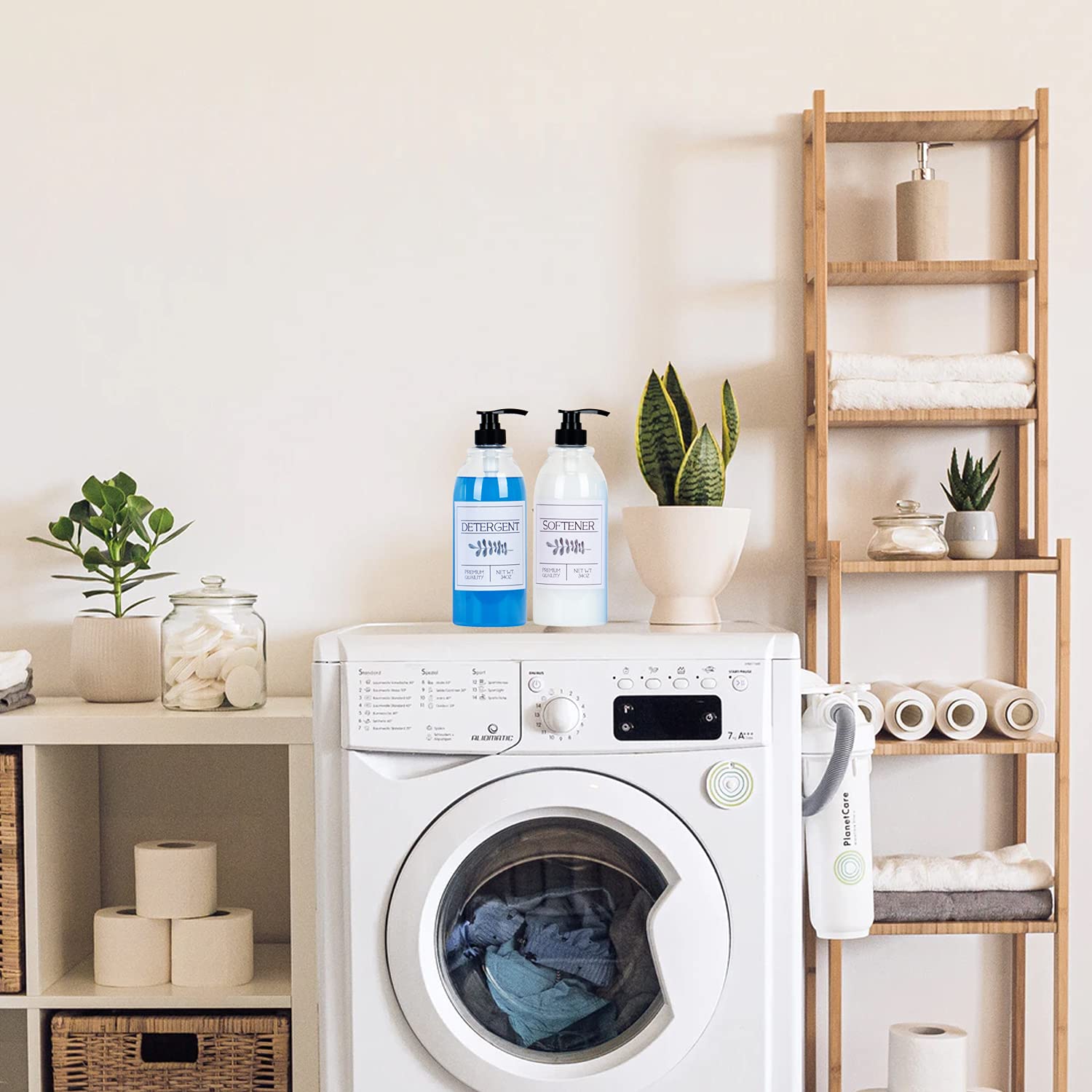 PJHOME Laundry Dispenser Liquid Detergent and Fabric Softener Container