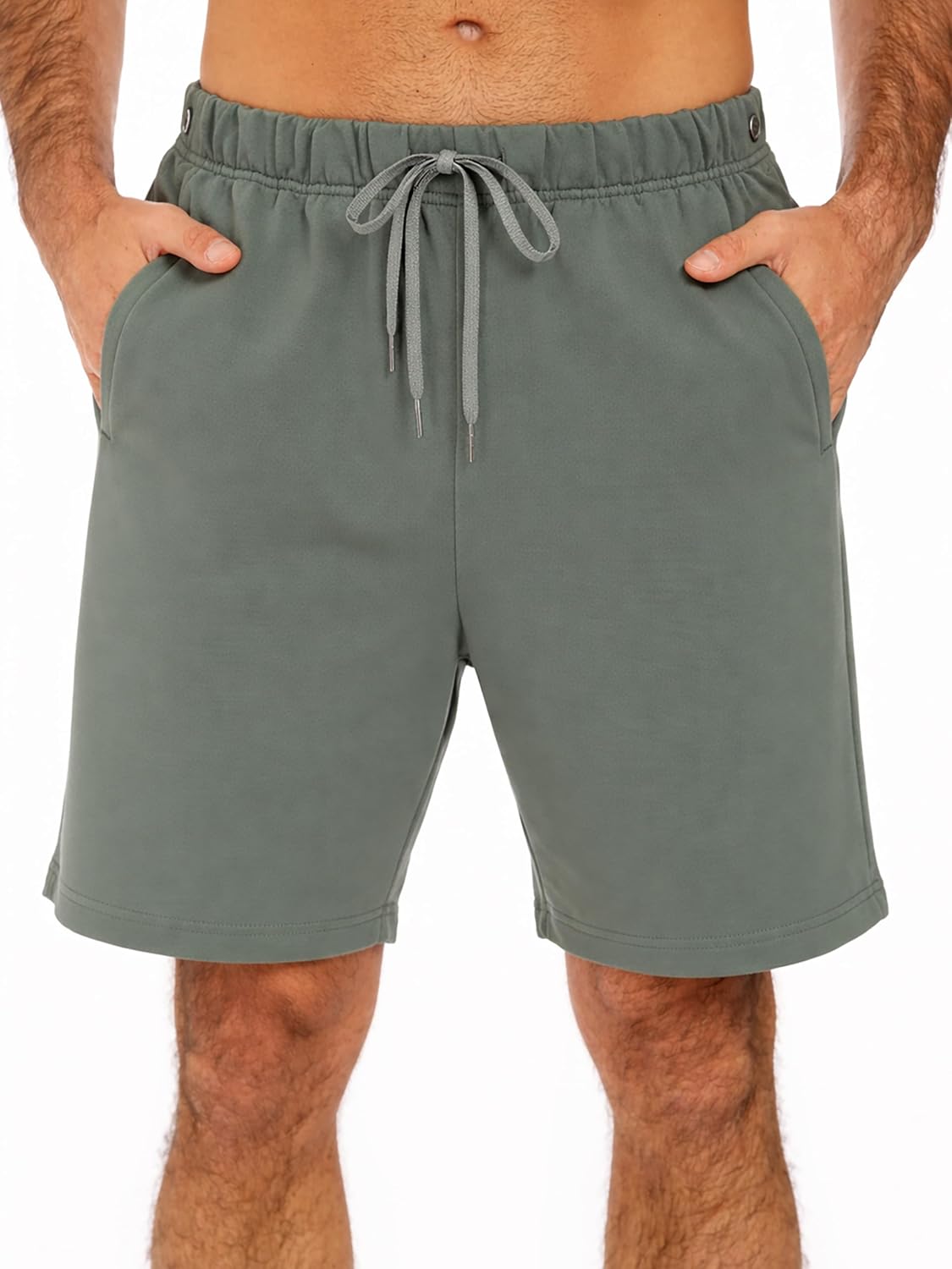 Men's Post Surgery Tear Away Shorts, Magnetic Side Open Breakaway Sweat Shorts with Pockets, Easy Dressing, Loose Fit