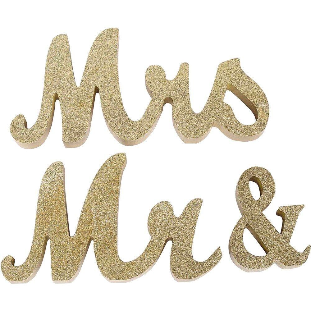 Fournitures de fête et lettres en bois Mr & Mrs pour mariage