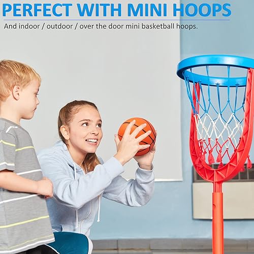 Miniatura 30 de Juego de 40 mini pelotas de baloncesto inflables de 6 pulgadas, juego de baloncesto pequeño de PVC para colocar sobre la puerta, juegos de aro