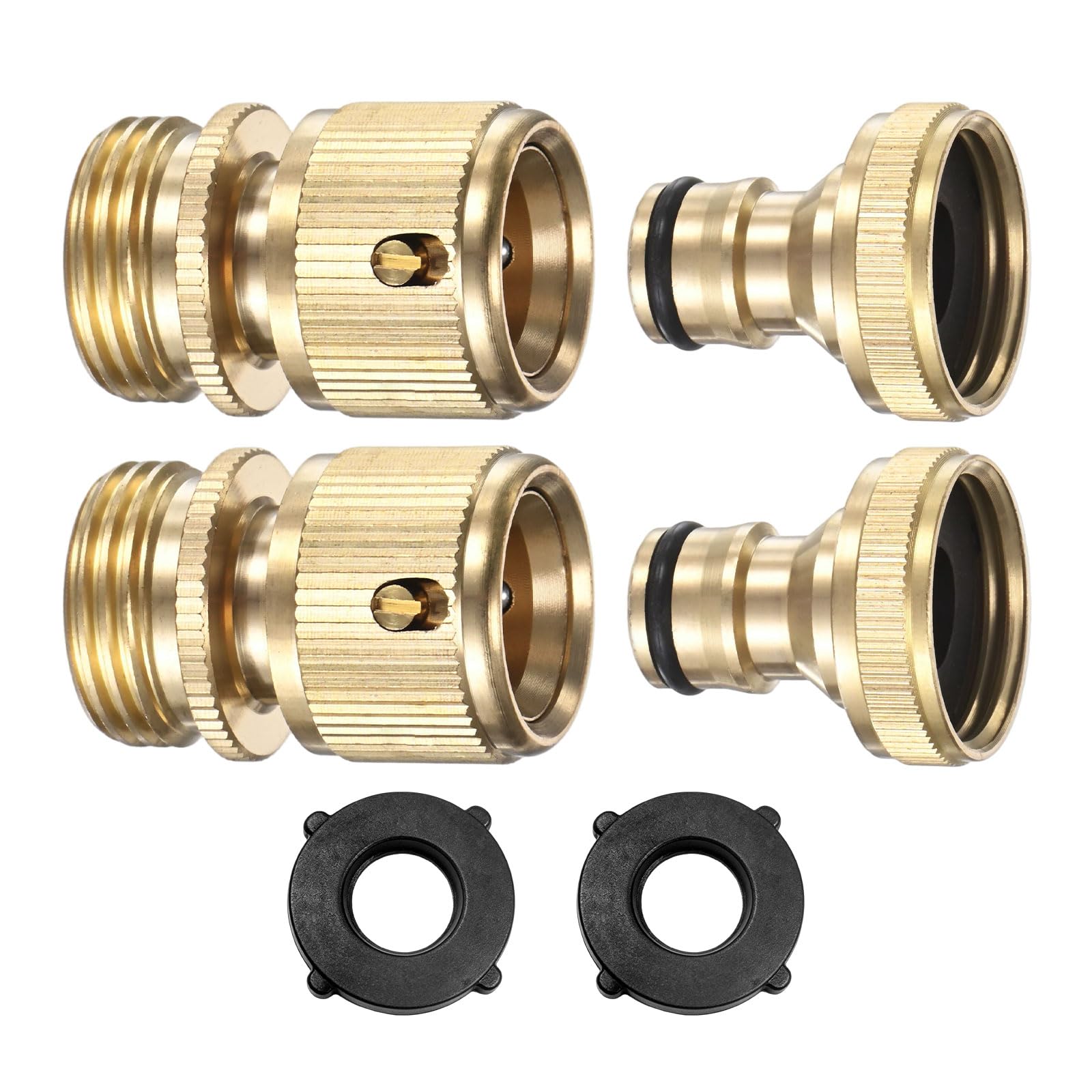 M METERXITY 2-Set Garden Hose Quick-Connect 3/4in GHT Brass