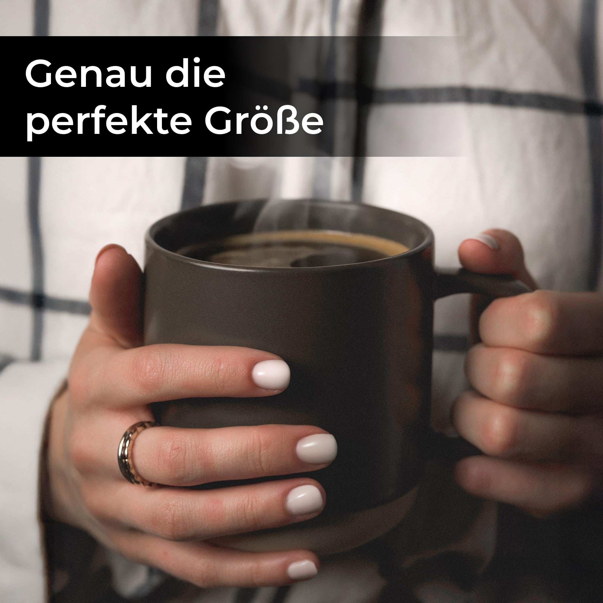 MIAMIO – Kaffeetassen Set 4er / Kaffee Becher Keramik (500 ml) für Kaffee, Cappuccino, Latte Macchiato, Tee, Espresso/Spülmaschinen- und mikrowellengeeignet – Sierra Kollektion (Dunkel, Becher (4x))
