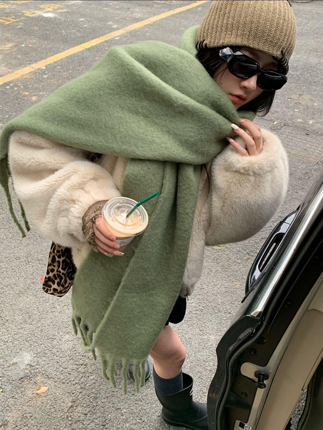 Women Chunky Scarf, Soft Warm Winter Scarf for Cold Weather, Christmas Blanket Scarves Pashmina Shawl Wrap - Image 5