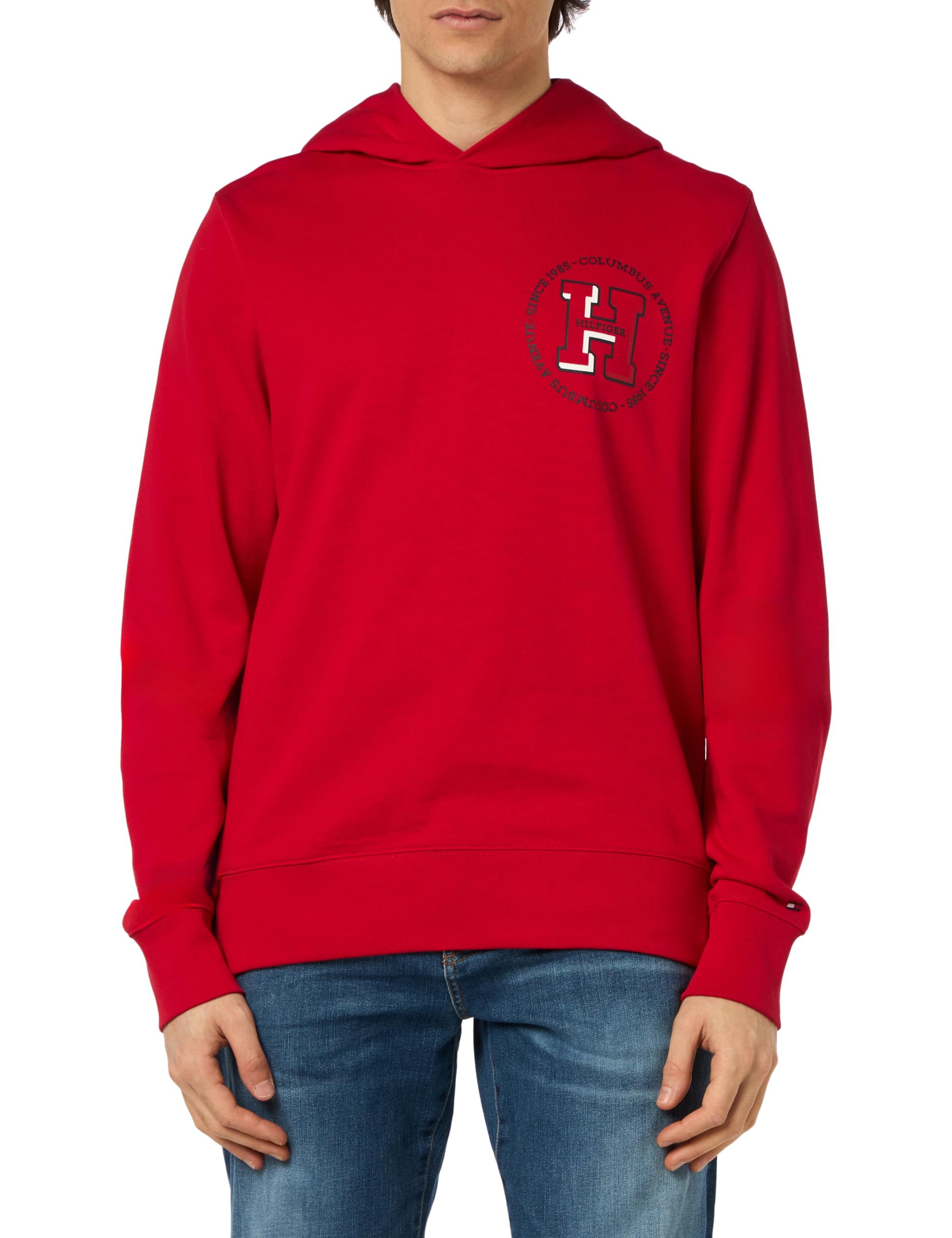 Tommy Hilfiger Felpa Uomo con Cappuccio XL Rosso (Primary Red)