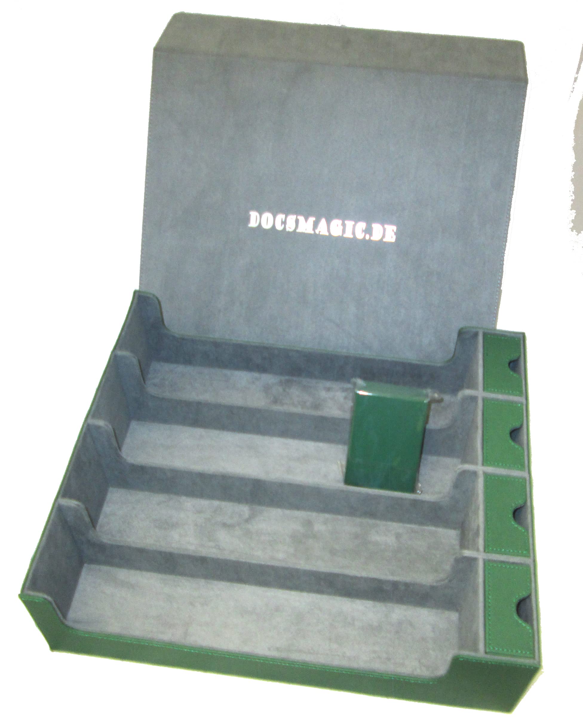 docsmagic.de Premium 4-Row Trading Card Storage Box Green + Trays & Divider - MTG PKM YGO
