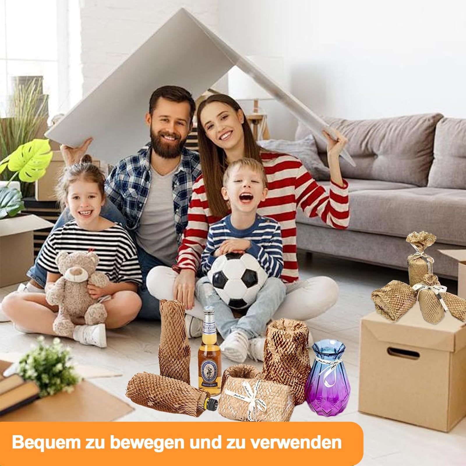 Wabenpapier Verpackungsmaterial, Wabenpapier Rolle 30 cm x 30 M, Füllmaterial Verpackung, Braunes Wabenpapier, Kraftpapier Rolle,für Verpackung Lagerung und Versand Geschirr, Porzellan, Tassen