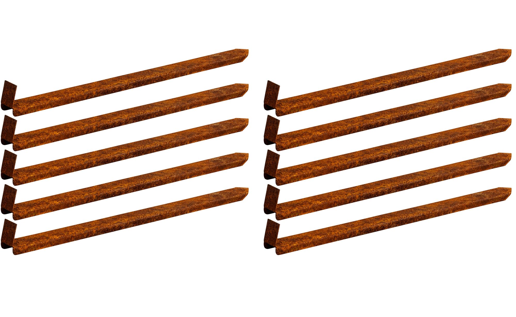 innogard 10 pezzi – Ancoraggio a terra per bordo prato largo – Acciaio Corten – Asta di fissaggio 450 x 50 x 12 mm, spessore 1,5 mm