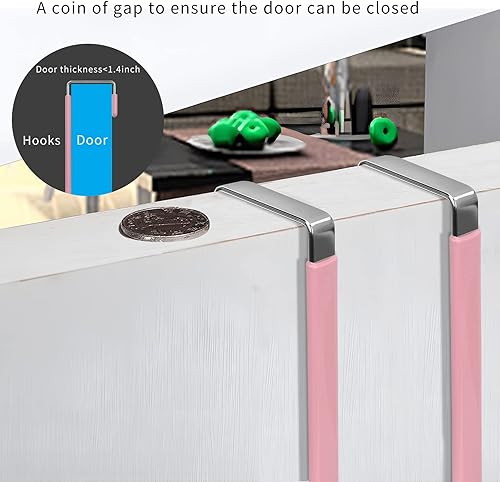 Vista 73 de FYY Ganchos para colgar sobre la puerta, paquete de 4 ganchos de goma para evitar arañazos, organizador resistente para sala de estar, baño