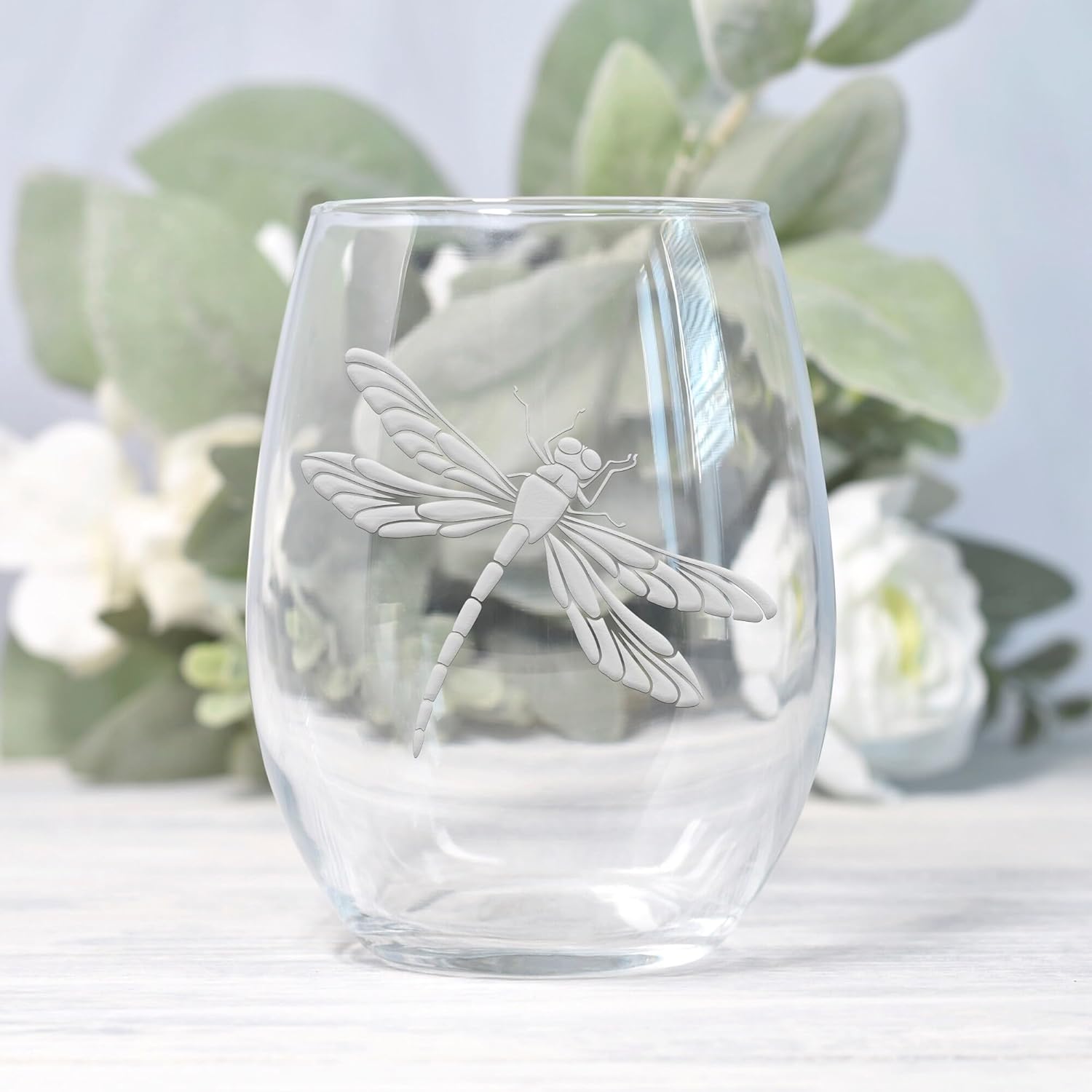 Dragonfly Stemless Wine Glass - Thoughtful Gift for Dragonfly Lovers and Nature Fans - 2 Glasses