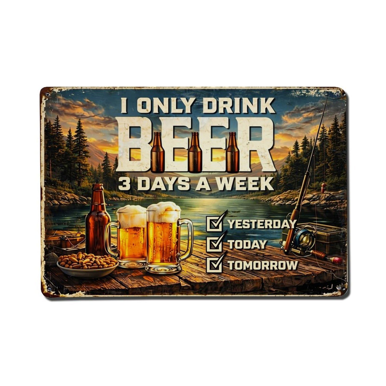 Bliveurn Vintage I Only Drink Beer Retro Metal Tin Sign, Metal Poster For Home, Gaming Room, Studio Workshop,Bar,Garage Wall Art Decor 8X12 Inch
