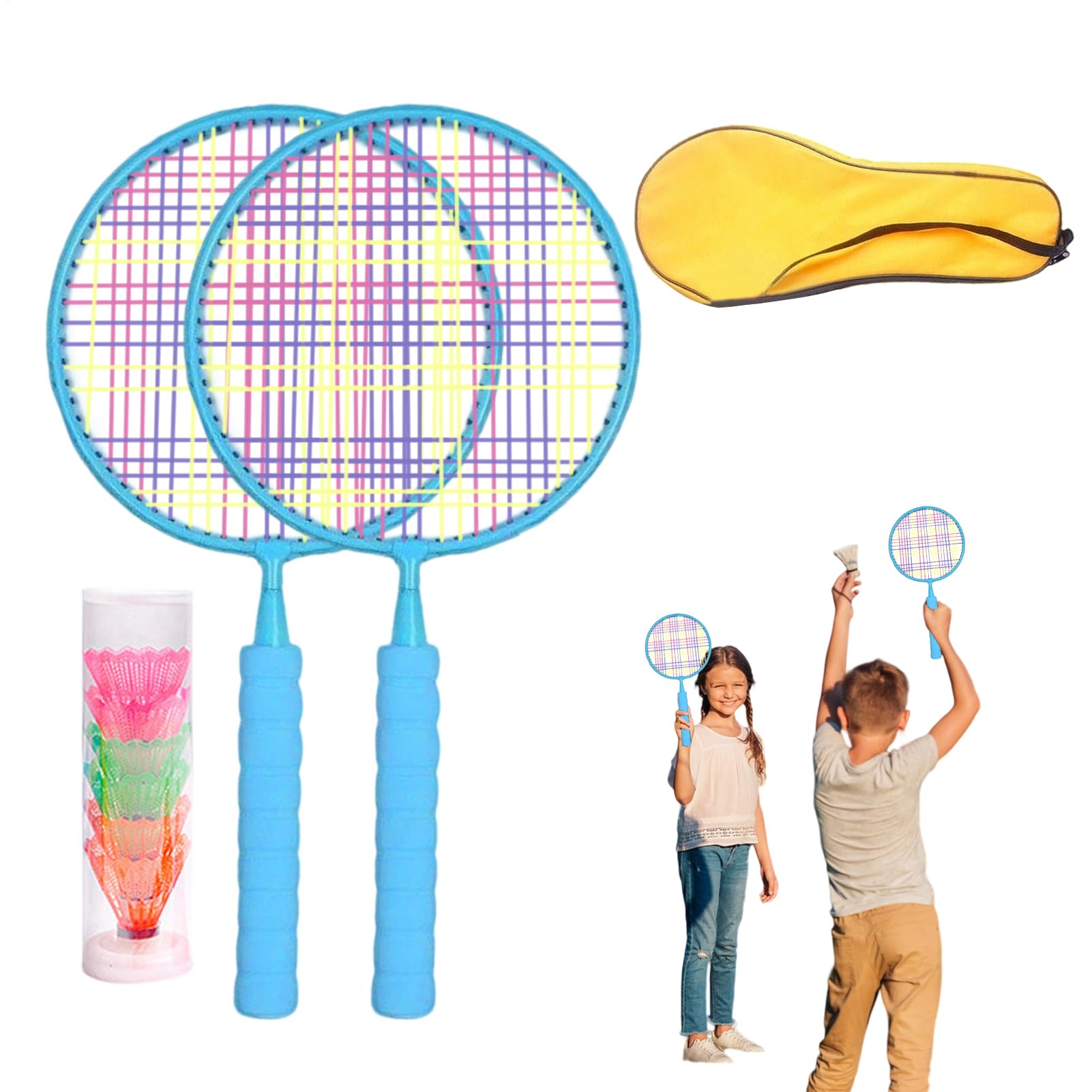 Badmintonschläger Leicht, tragbar, Alter 3-7 | Federball-Sets Garten Kinder Fitness-Team Outdoor Strandsport Rasenspiele Camping Picknick Familienfreizeit Schulsport