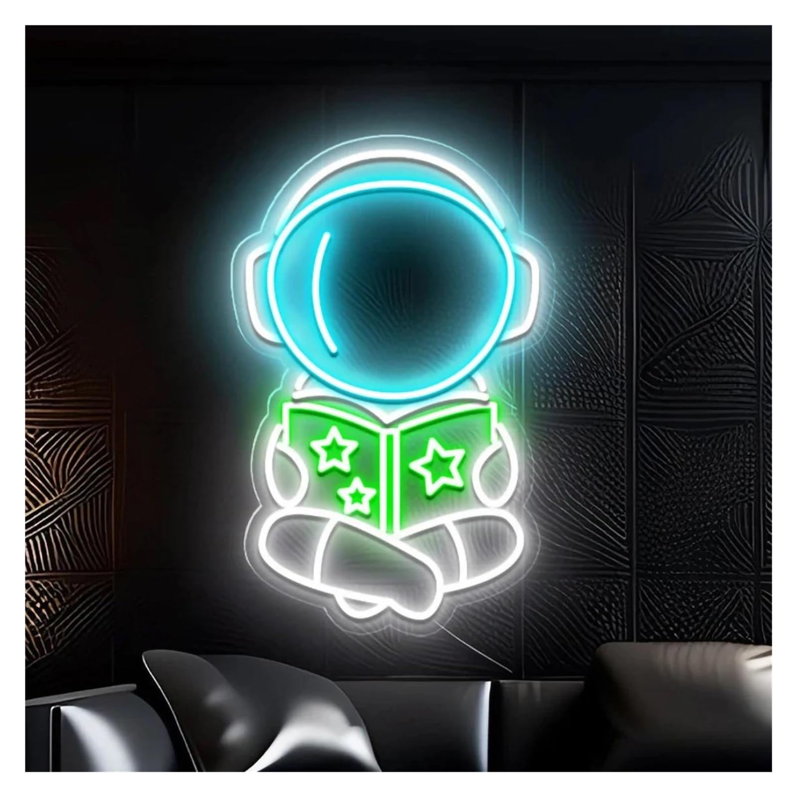 LEMST Signs Lamp Astronaut Reading Neon Signs USB Powered Astronaut Neon Lights Adjustable Brightness, for Club Bistro Decor 30cmx39cm(D)
