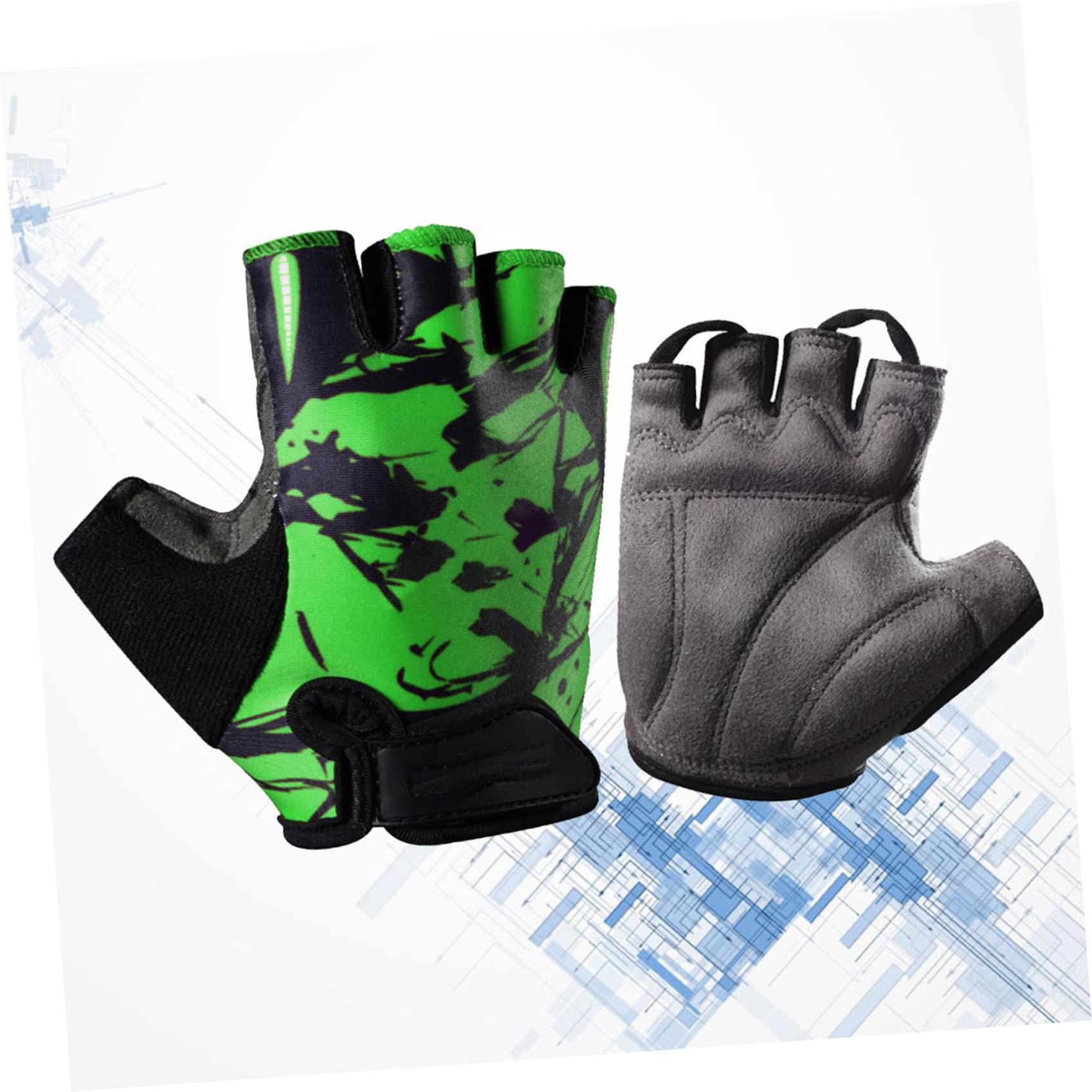 3stücke Kids Outdoor Sports Halbfingerhandschuhe rutschfeste Atmungsaktive Und Schockabsorbierende Workout-Handschuhe Für Junge Mädchen Grünes Totem Für Radfahren Klettern Und