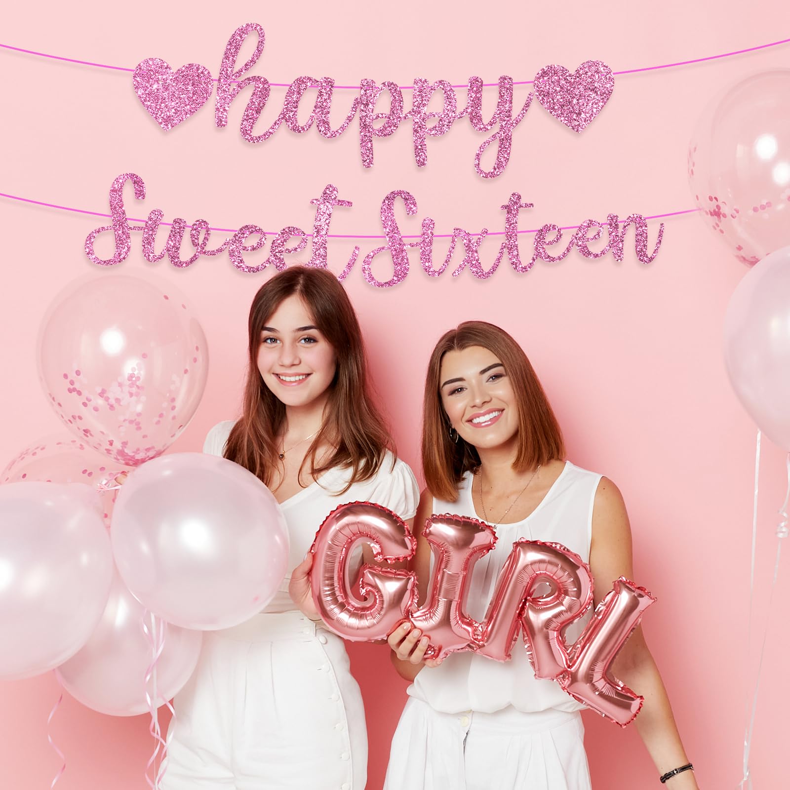 Halodete Happy Sweet 16 Banner – Girlande Für Mädchengeburtstag, Lila Glitzer, 2,2 M Lang, 40,6 Cm Hoch