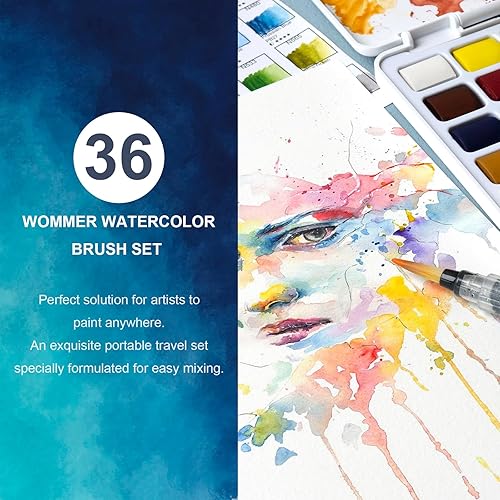 Miniatura 4 de Juego de pintura de acuarela de 36 colores vivos con 2 pinceles de agua y 5 papel de acuarela de grado artista, juego de acuarela de viaje perfecto