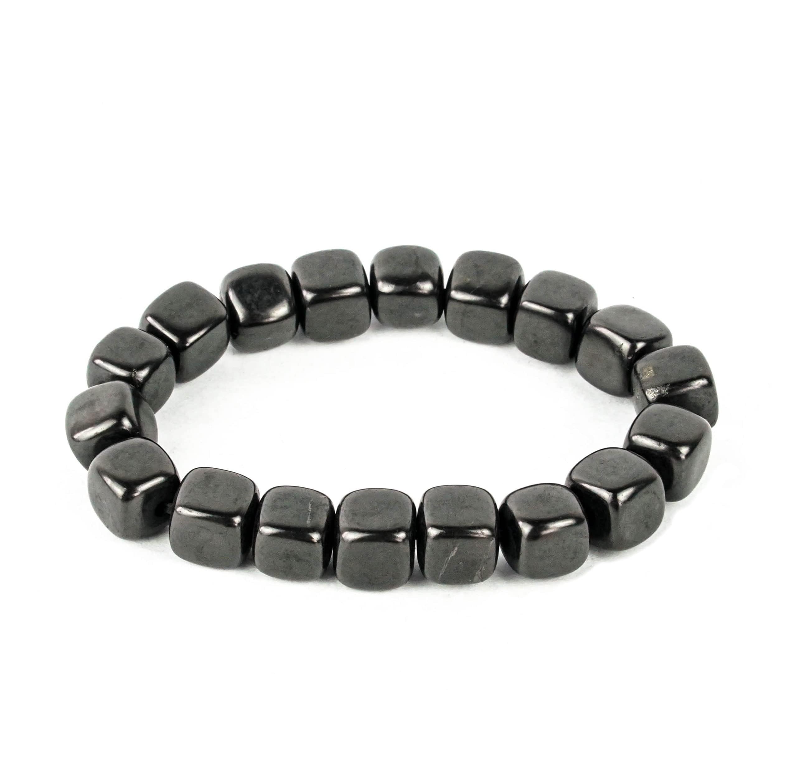 Karelian Heritage Authentic Shungite Stretchy Elastic Bracelet for Men and Women - Natural Black Stone Bracelet for Spiritual Healing