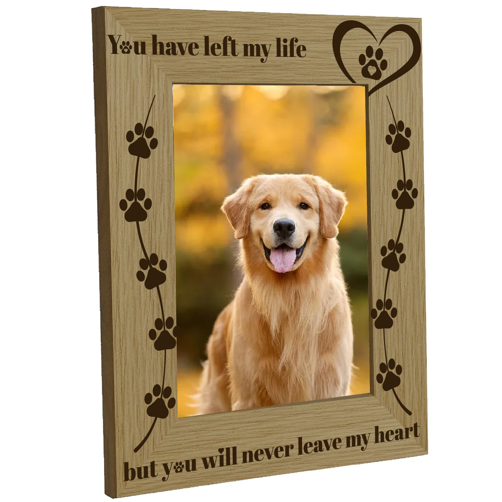 CREATCABIN Dog Memorial Picture Frame, Paw Print Photo Frame 6x8inch, You Have Left My Life But You Will Never Leave My Heart