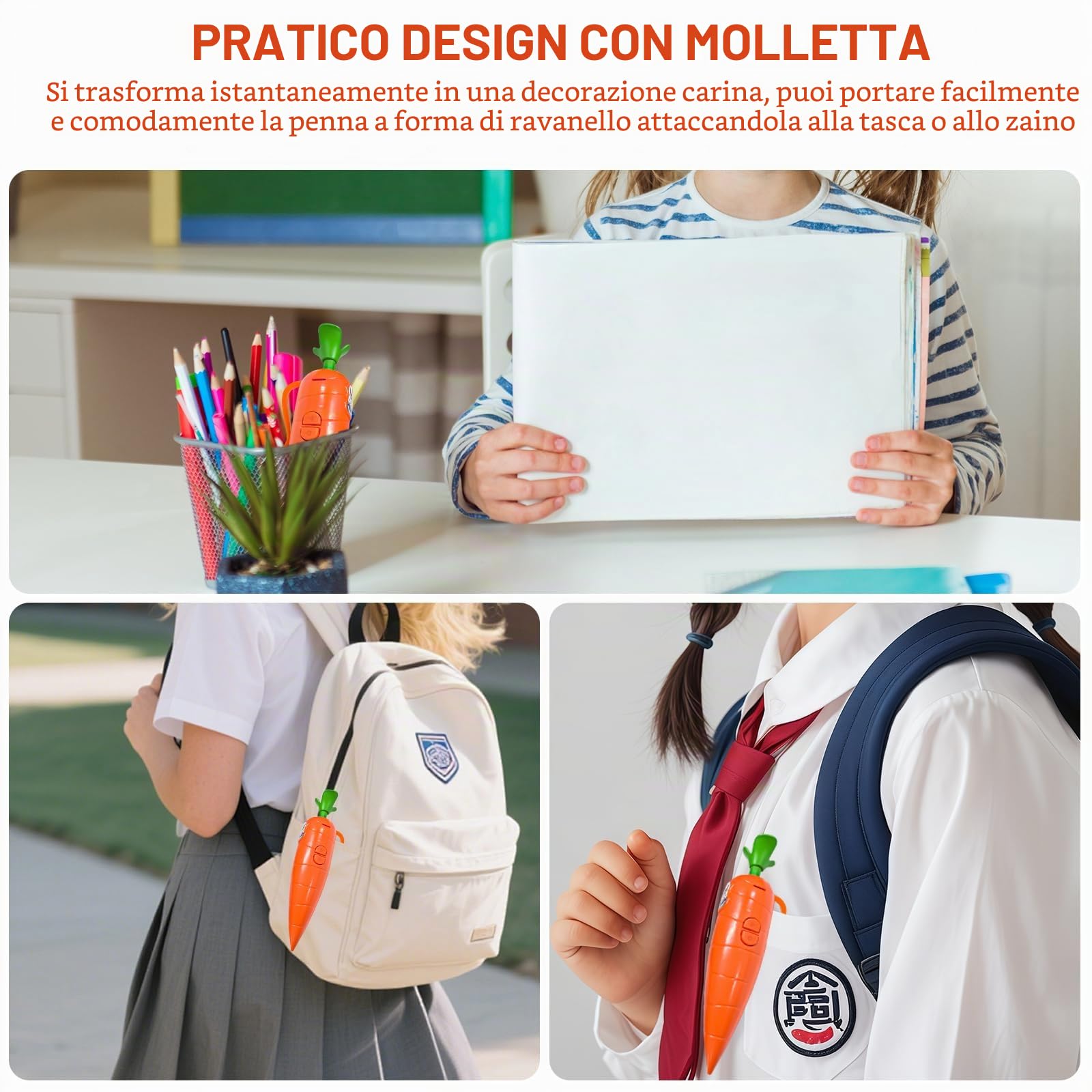 Penna Carota Con Registratore Vocale 20 Secondi: Giocattolo Simpatico Per Bambini, 2 Pezzi, Scrive E Registra Messaggi Divertenti