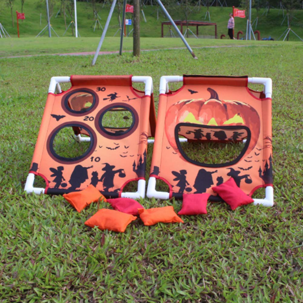 Karlak Juego de Lanzamiento de Sacos para Niños, Divertido Juego Fiesta con Patrón Calabaza para Interacción Entre e Hijos, Hecho Tela Oxford, con 6 Sacos y Bolsa Transporte