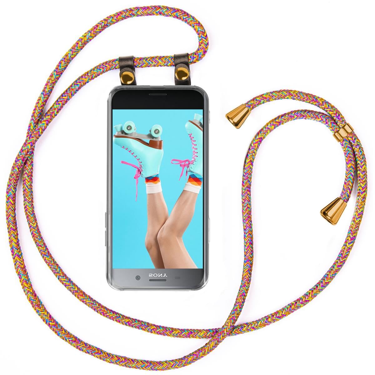 Moex Collana Per Cellulare Per Sony Xperia XZ Premium – Custodia Silicone Trasparente Con Cinturino Regolabile Rainbow - 2